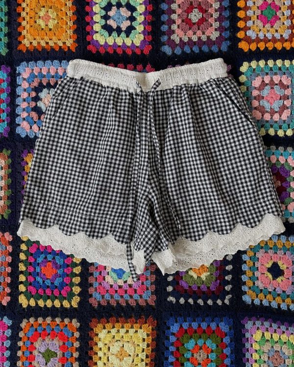Gingham Lace Trim Shorts