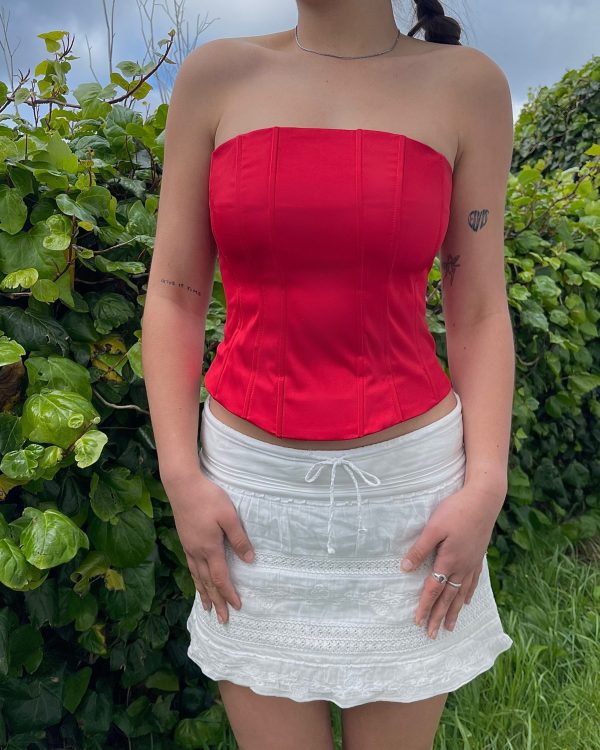 00's Red Boned Corset Top